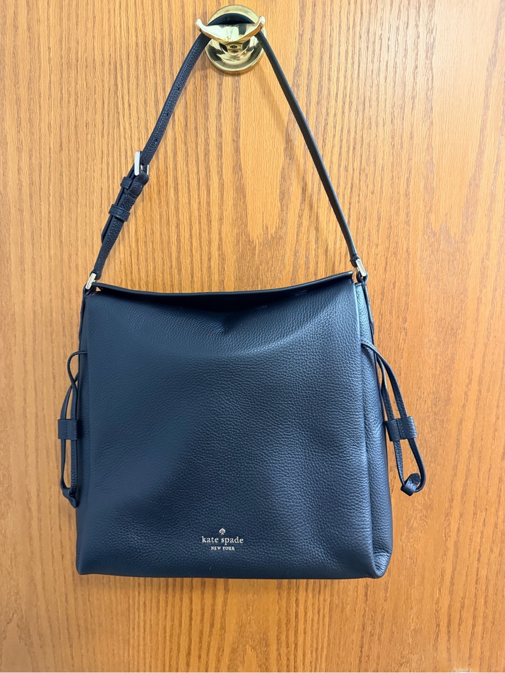 kate spade navy pebbled leather shoulder hobo bag